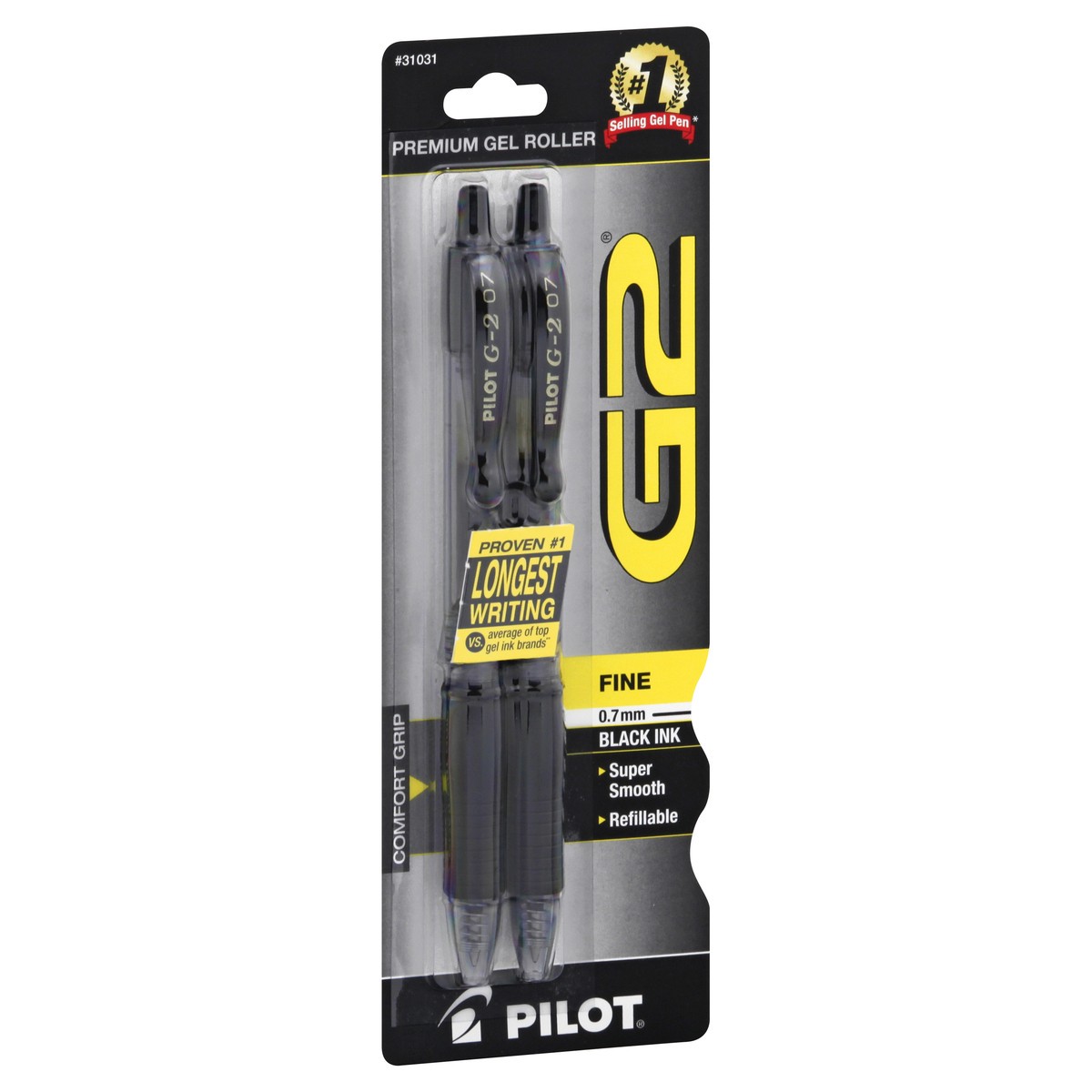 slide 11 of 11, Pilot Retractable Gel Ink Rolling Ball Pen, Black Ink, 2 Ct, 1 ct