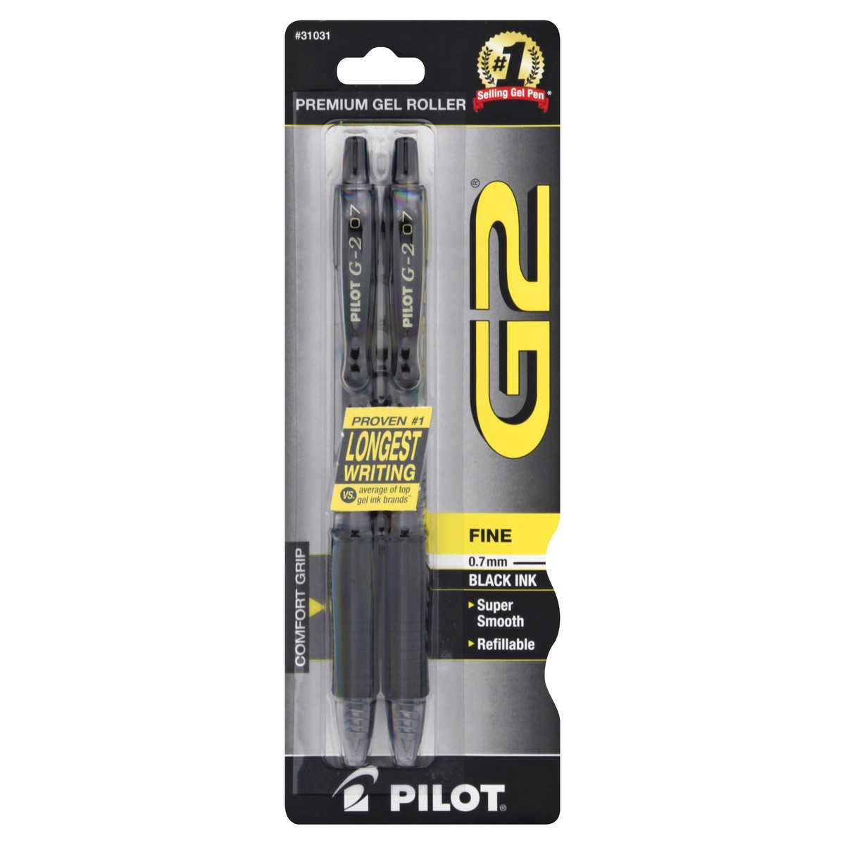 slide 6 of 11, Pilot Retractable Gel Ink Rolling Ball Pen, Black Ink, 2 Ct, 1 ct