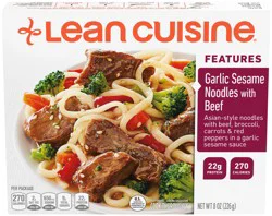 Lean Cuisine Frozen Meal Garlic Sesame Asian-Style Noodles with Beef, Protein Kick Microwave Meal, Microwave Beef and Noodles Dinner, Frozen Dinner for One
