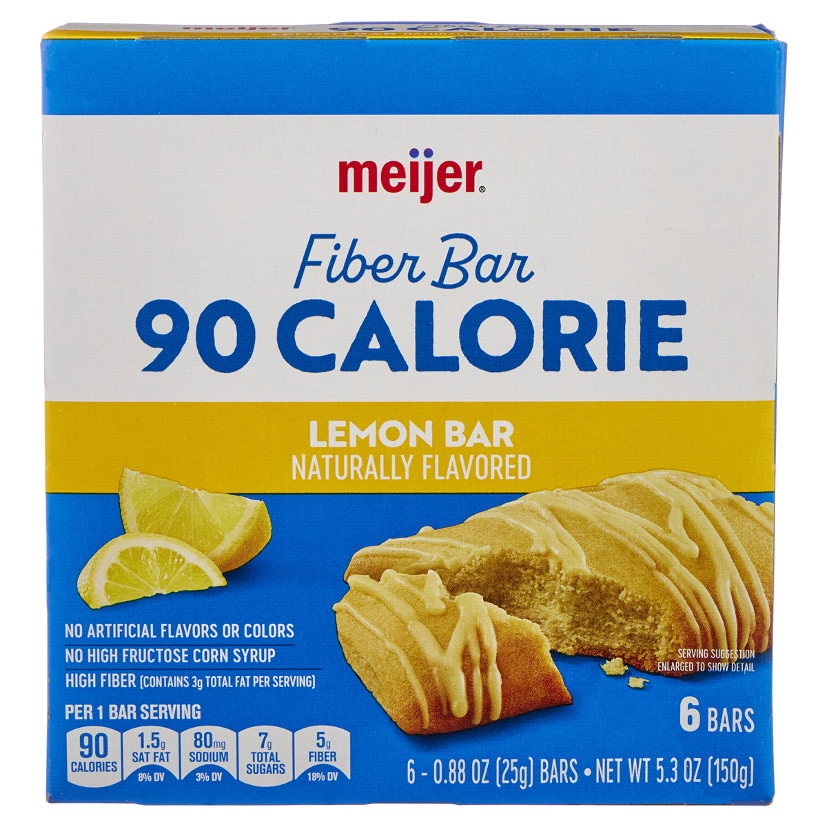 slide 1 of 2, Meijer 90 Calorie Fiber Lemon Bar, 6 ct, 0.88 oz
