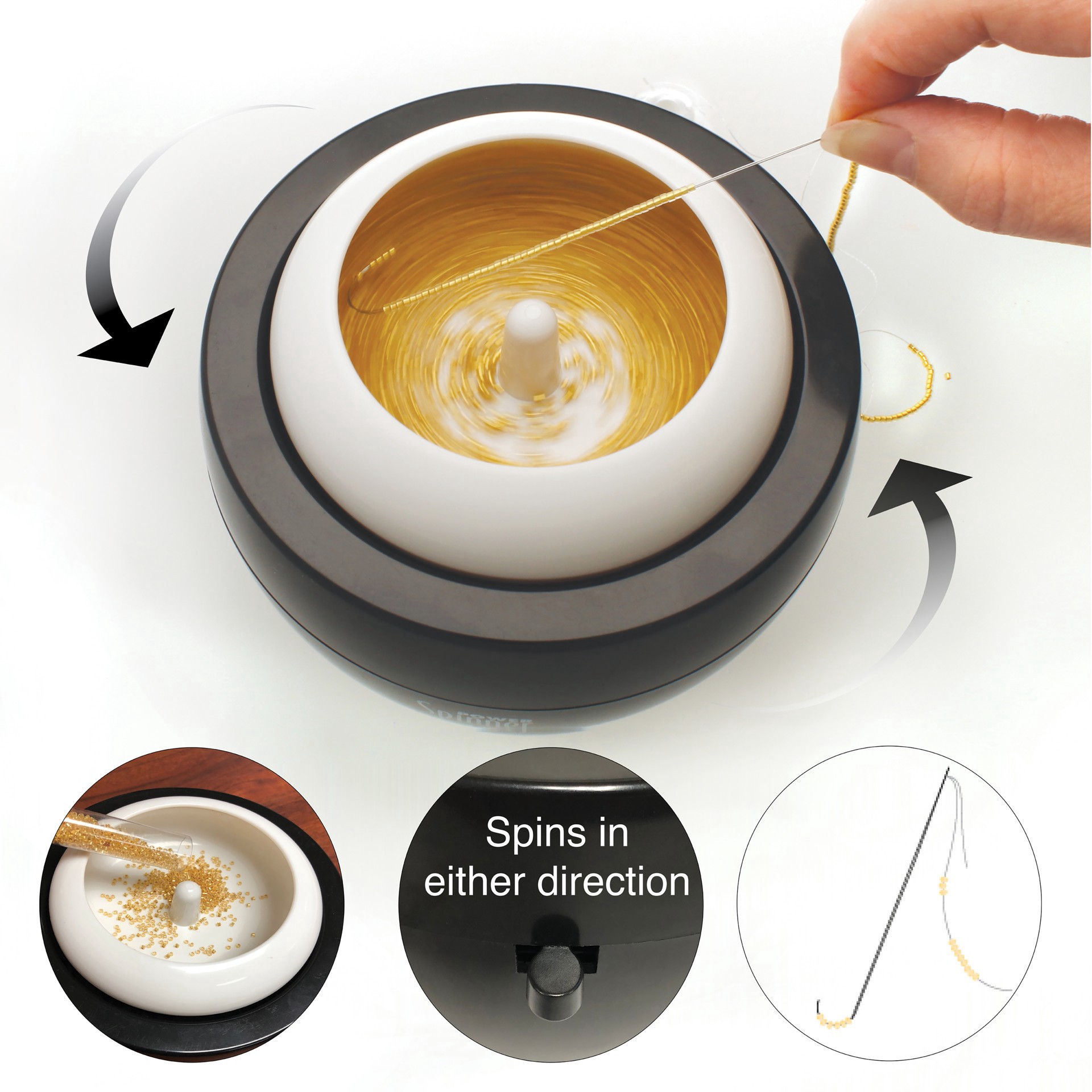 slide 3 of 6, The Beadsmith Basic Elements Automatic Bead Spinner, 4.75 in x 2.5 in