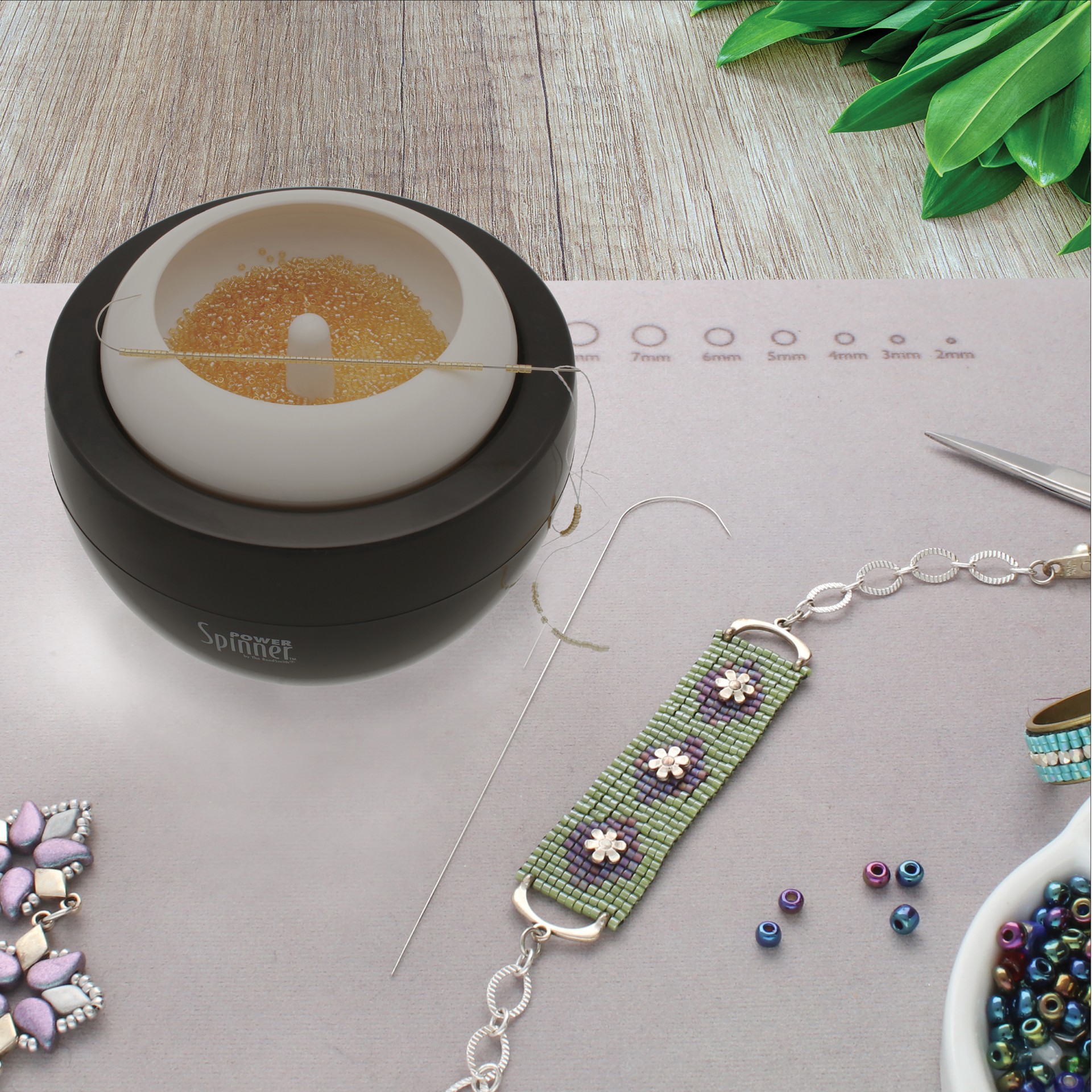 slide 6 of 6, The Beadsmith Basic Elements Automatic Bead Spinner, 4.75 in x 2.5 in