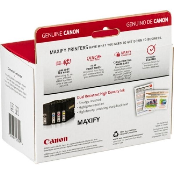 slide 2 of 4, Canon® PGI-2200 XL Black; PGI-2200 Cyan; Magenta; Yellow High-Yield/Standard-Yield Ink Tanks, Pack Of 4, 9255B005, XL