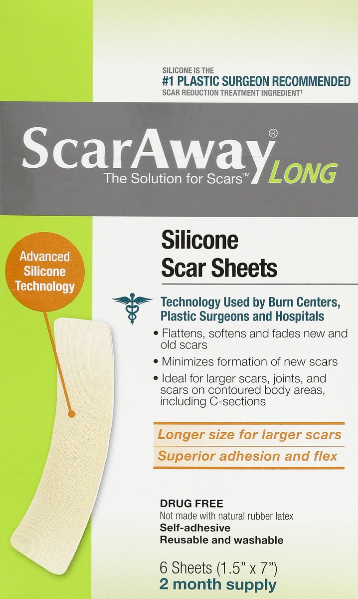 slide 3 of 5, ScarAway Silicone Scar Sheets 6 ea, 6 ct