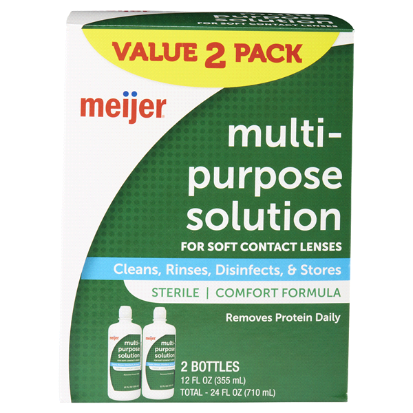 slide 1 of 1, Meijer Multi-Purpose Solution For Soft Contact Lenses, 2 ct