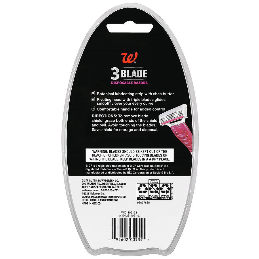 slide 2 of 5, Walgreens Lavender Women's Razor Disposable 3 Blade, 4 ct