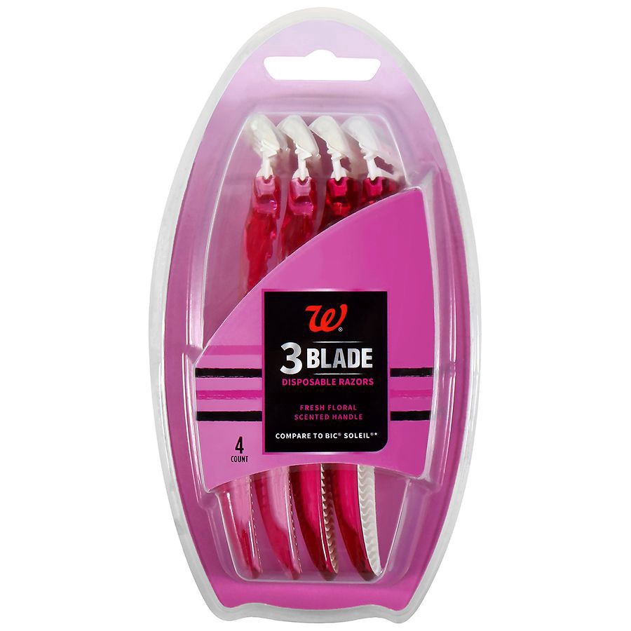 slide 1 of 5, Walgreens Lavender Women's Razor Disposable 3 Blade, 4 ct