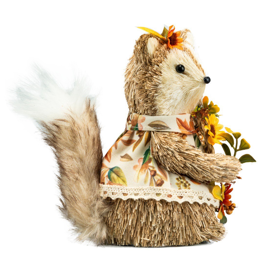 slide 3 of 3, 6" Fox With Sunflower Wreath Natural Decor By Ashland, 6 in