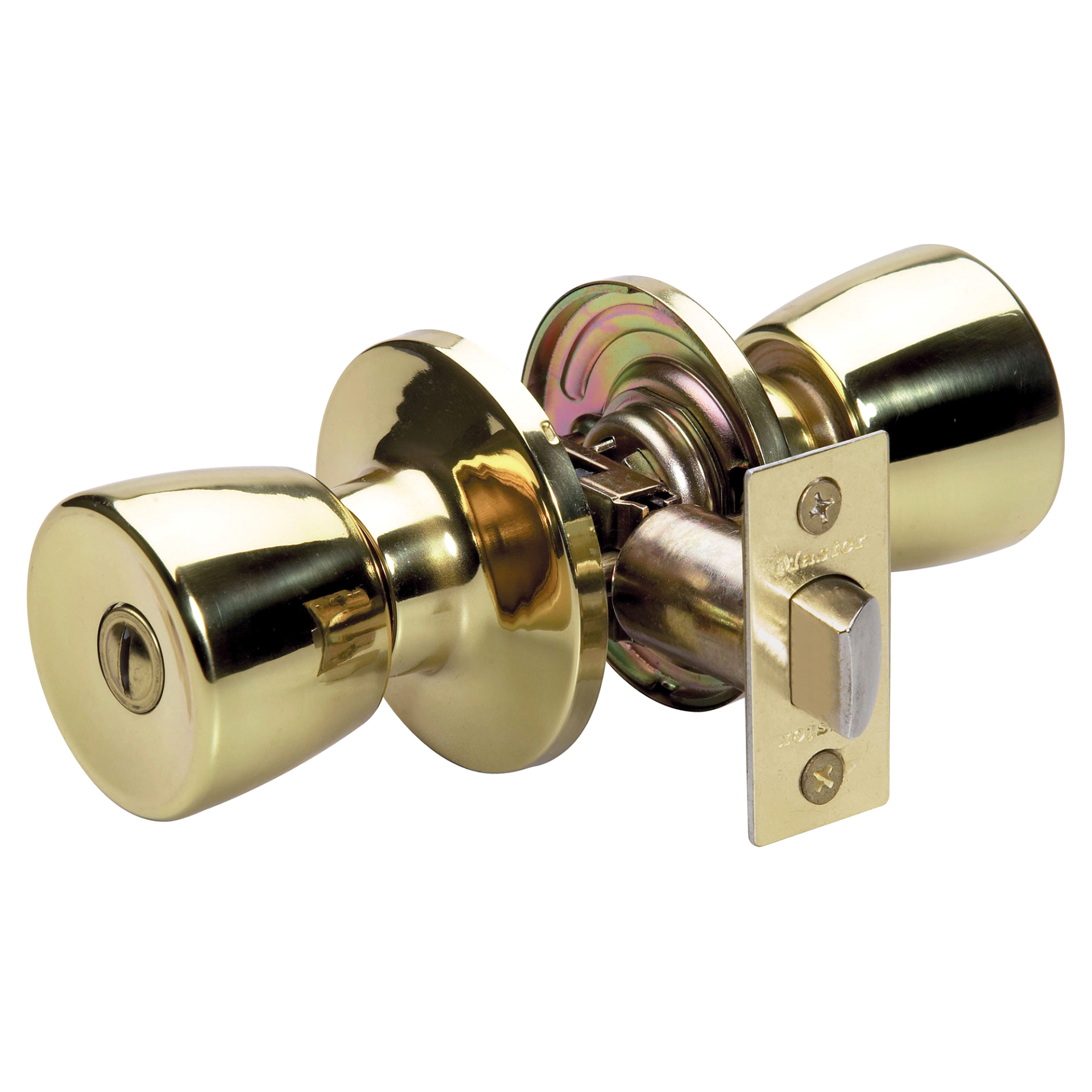 slide 1 of 1, Master Lock Tulip Privacy Door Knob, Polished Brass, TUO0303, 1 ct