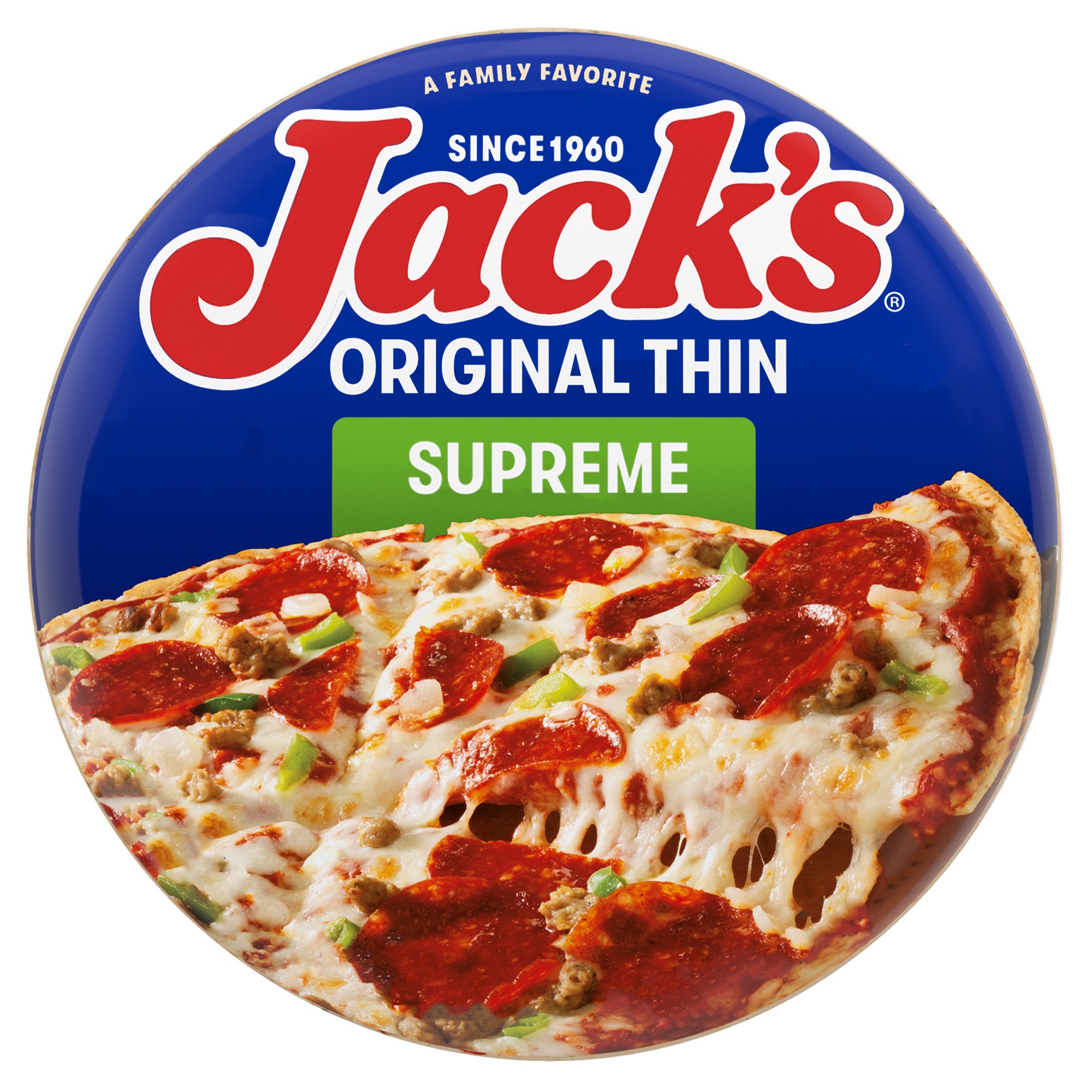 slide 1 of 7, Jack's Original Thin Crust Supreme Frozen Pizza, 15.8 oz