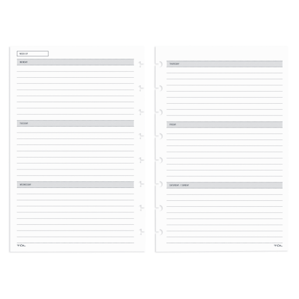 slide 1 of 2, TUL Discbound Undated Weekly/Monthly Refill Pages, Junior Size, 68 Sheets, 68 ct