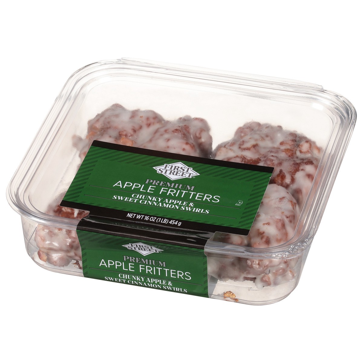 slide 3 of 4, First Street Apple Fritters, 16 oz