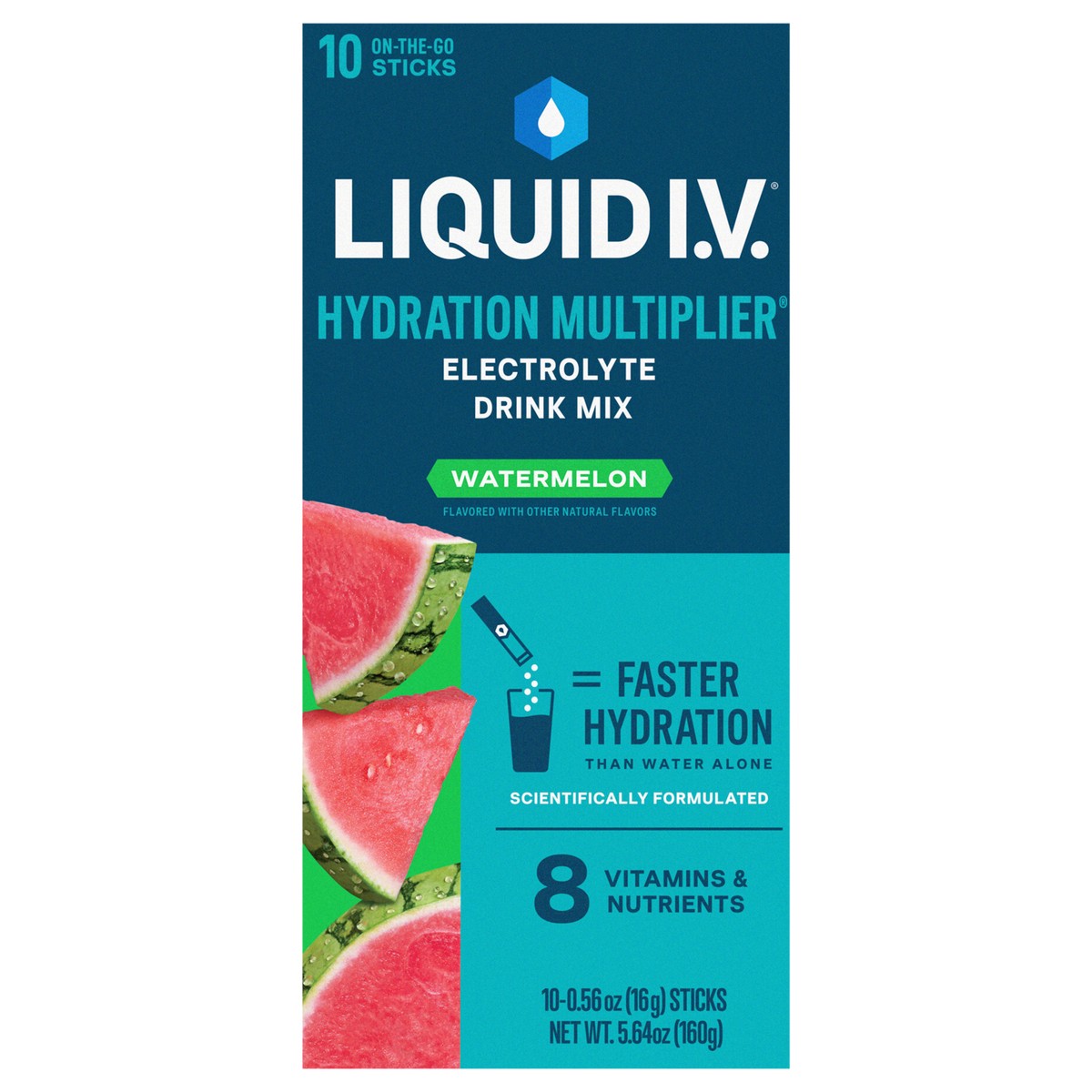 slide 1 of 1, Liquid I.V. Hydration Multiplier Vegan Powder Electrolyte Supplements - Watermelon - 0.56oz each/10ct, 10 ct