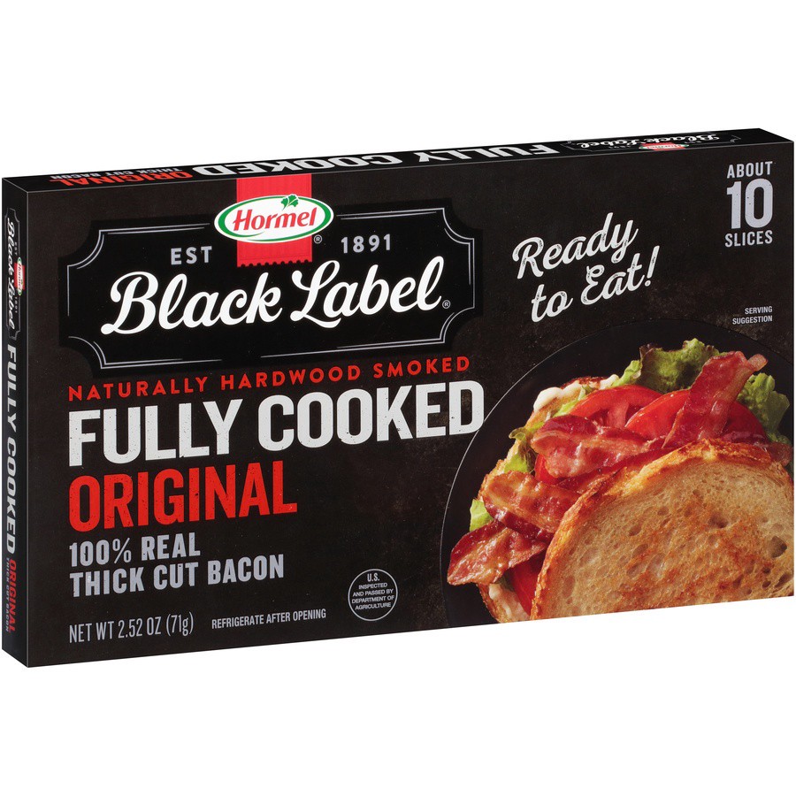 slide 7 of 8, HORMEL BLACK LABEL Thick Cut Fully Cooked Bacon, 2.52 oz