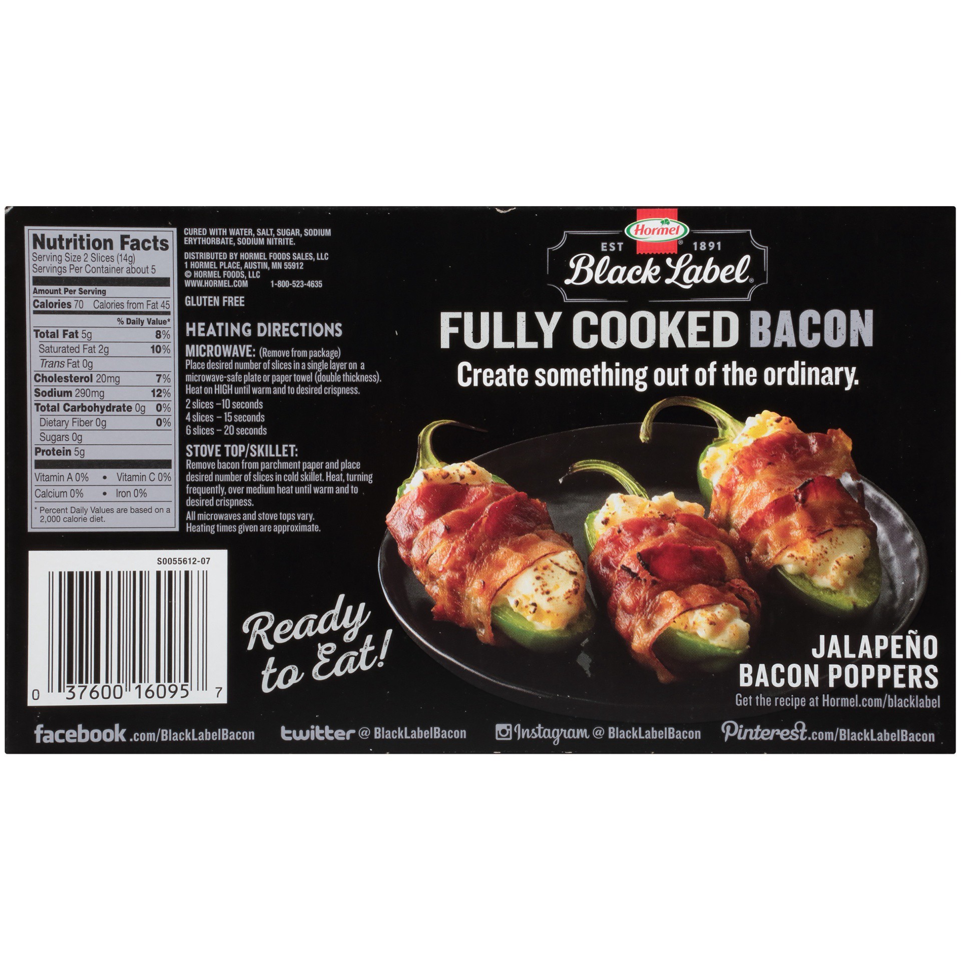 slide 8 of 8, HORMEL BLACK LABEL Thick Cut Fully Cooked Bacon, 2.52 oz
