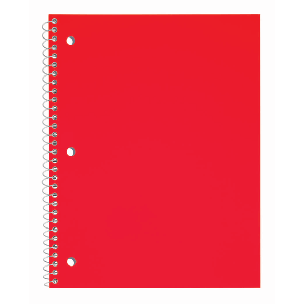 slide 1 of 1, Just Basics Poly Spiral Notebook, 8 1/2" X 10 1/2", Wide Ruled, 140 Pages (70 Sheets), Red, 70 ct