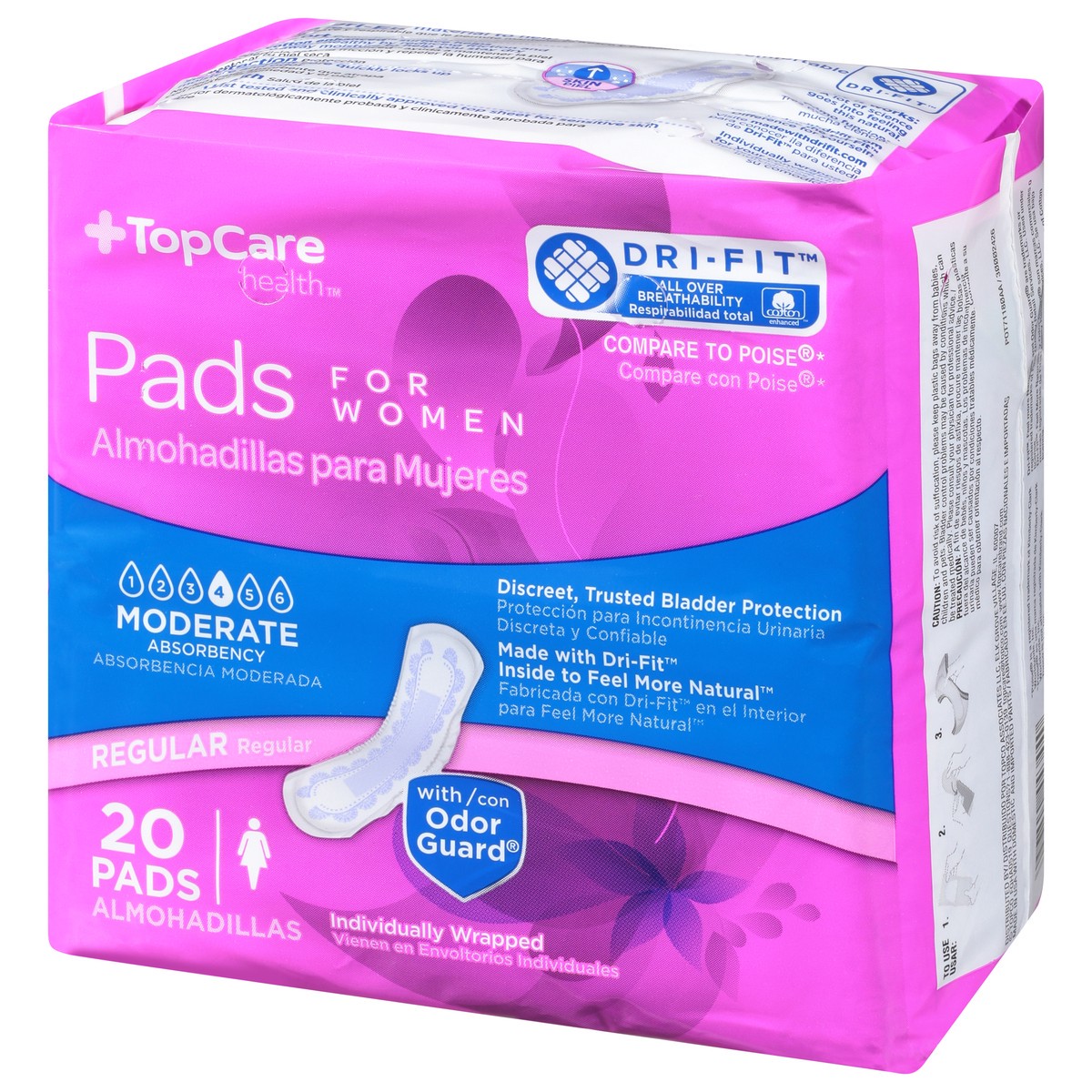 slide 4 of 14, TopCare Health Womens Moderate Regular Pads Regular 20 ea, 20 ct