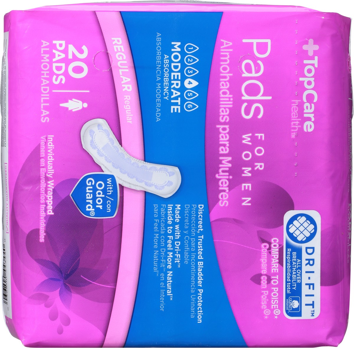 slide 13 of 14, TopCare Health Womens Moderate Regular Pads Regular 20 ea, 20 ct