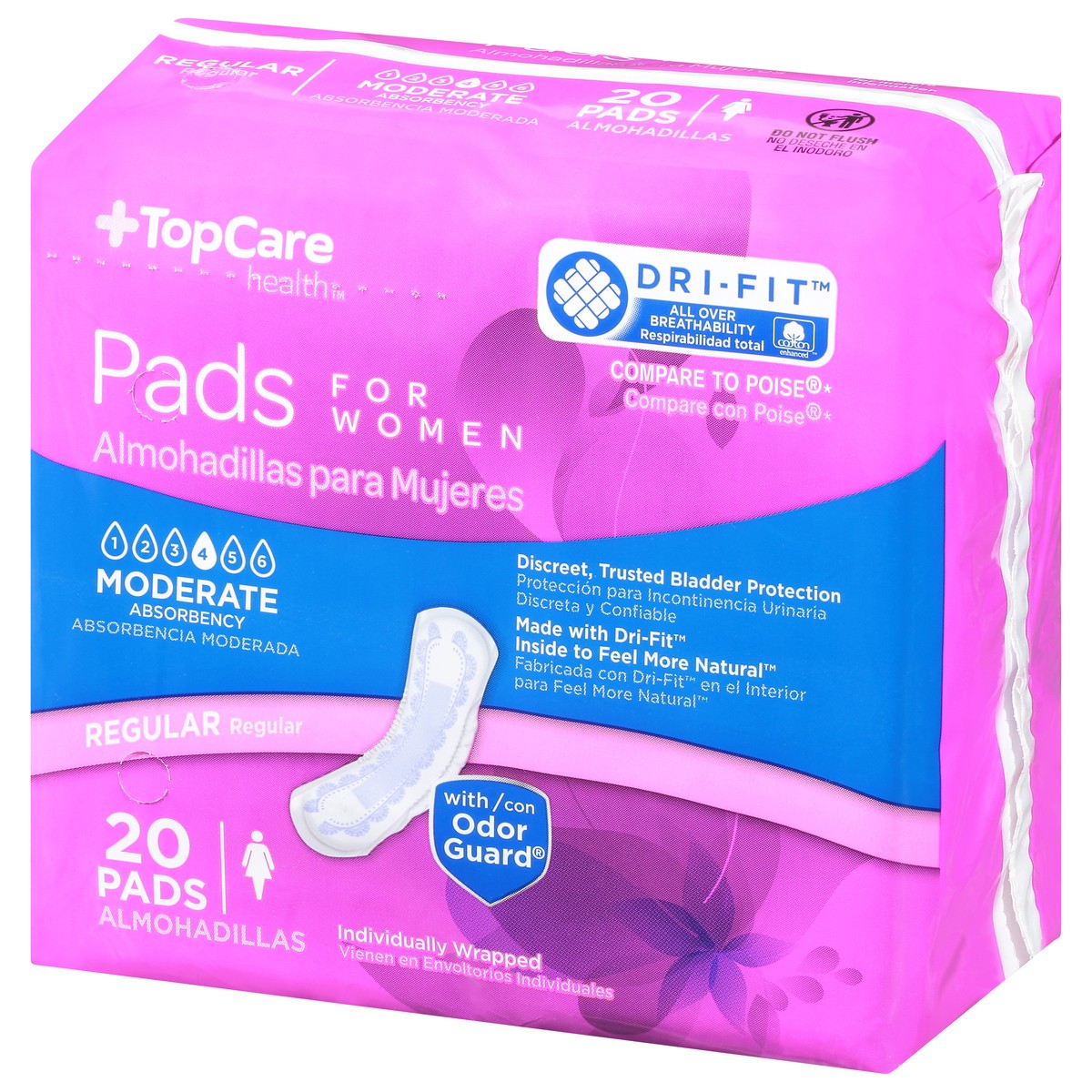 slide 14 of 14, TopCare Health Womens Moderate Regular Pads Regular 20 ea, 20 ct