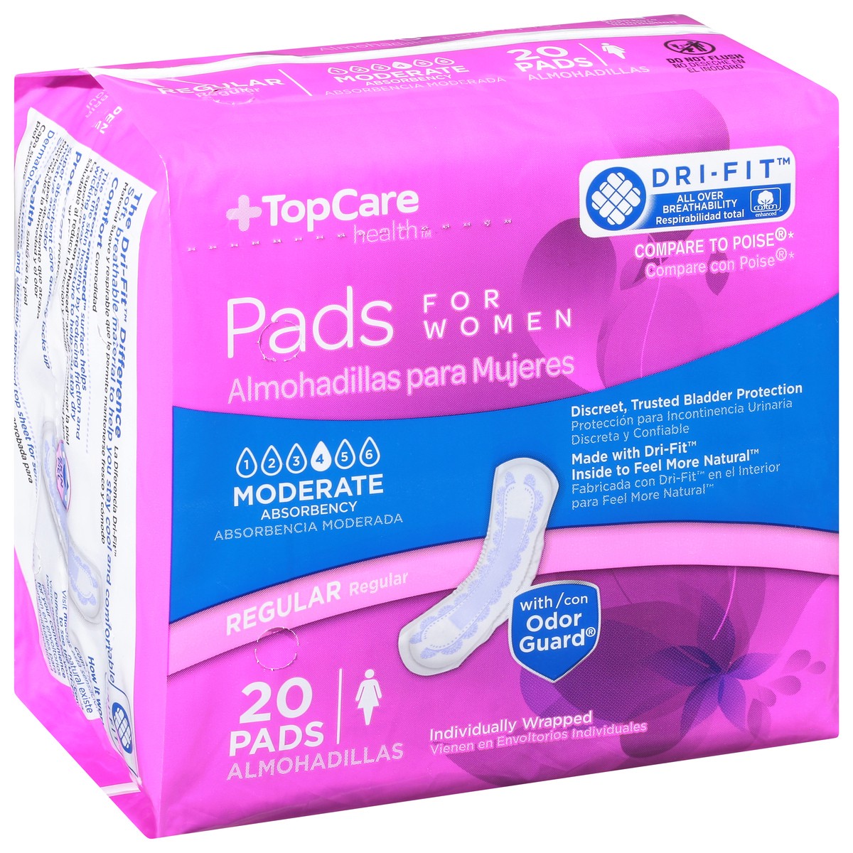 slide 10 of 14, TopCare Health Womens Moderate Regular Pads Regular 20 ea, 20 ct