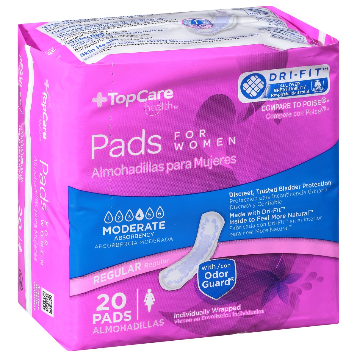 slide 2 of 14, TopCare Health Womens Moderate Regular Pads Regular 20 ea, 20 ct