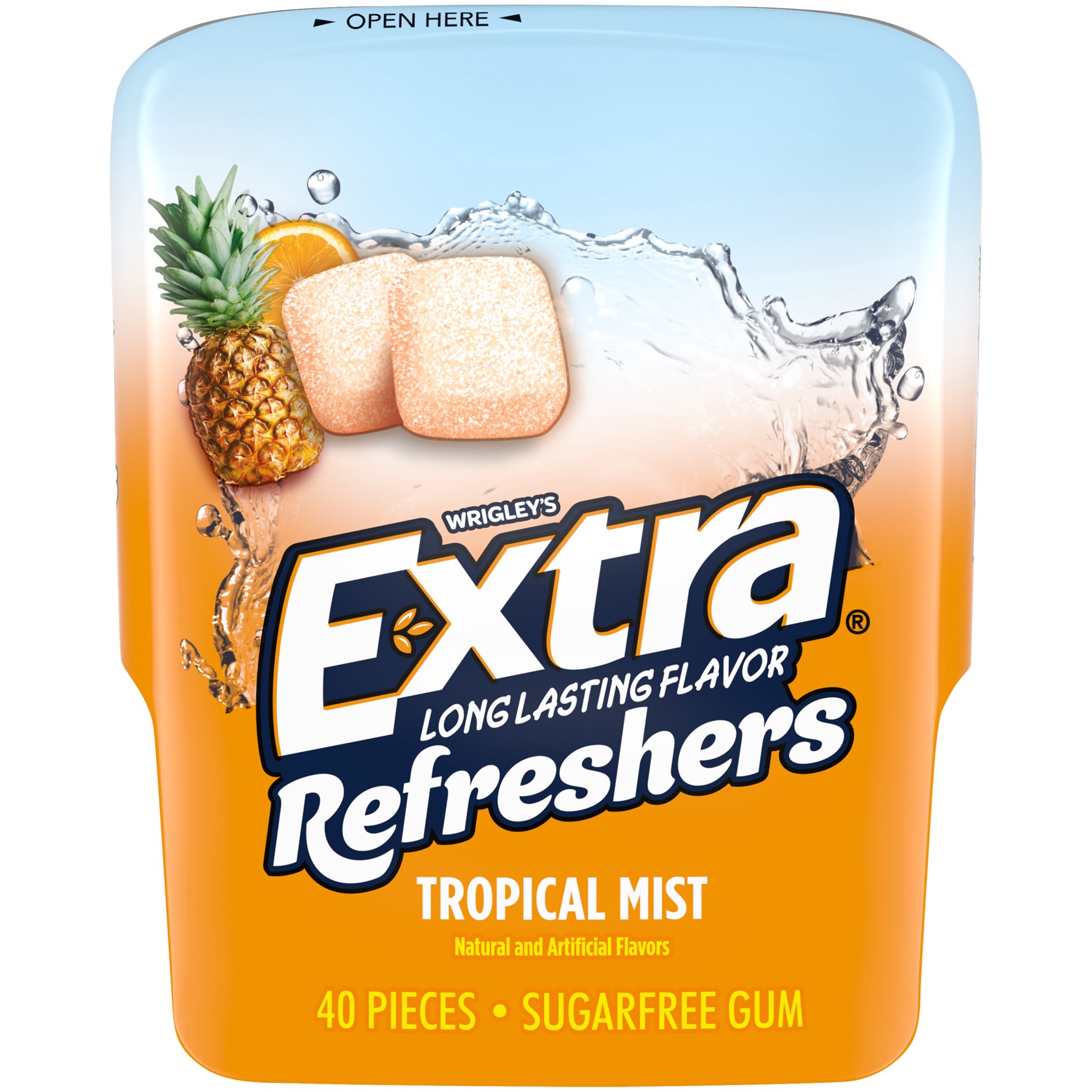 slide 1 of 9, EXTRA Refreshers Tropical Mist Chewing Gum, 40 Pieces, 40 pc