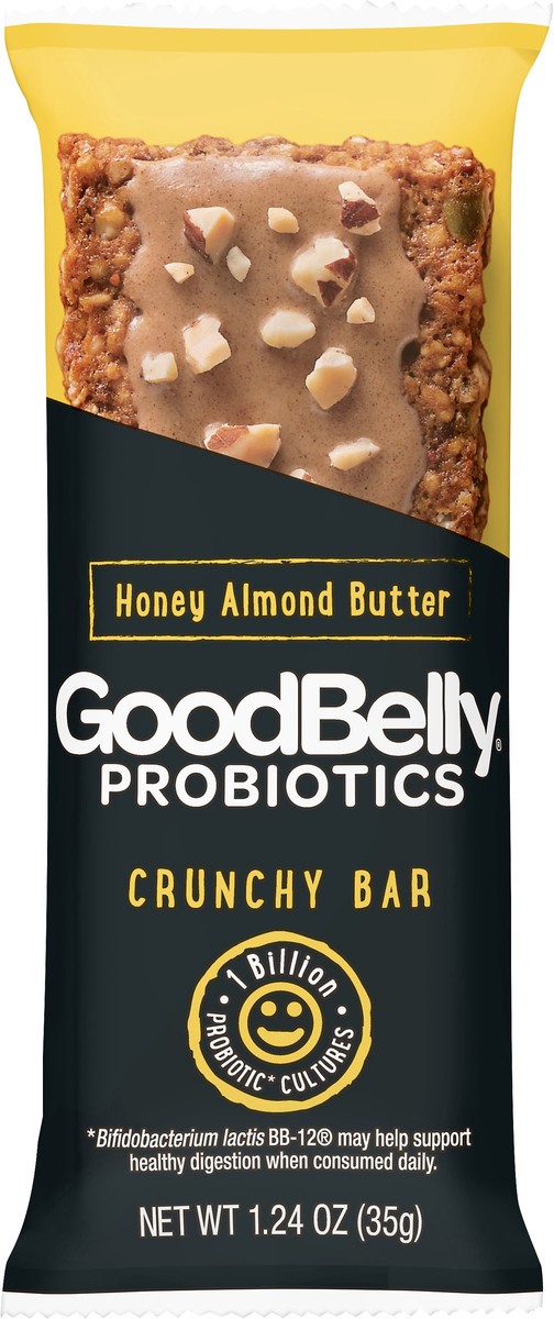 slide 12 of 13, GoodBelly Probiotics Honey Almond Butter Crunchy Bar 1.24 oz, 1.24 oz