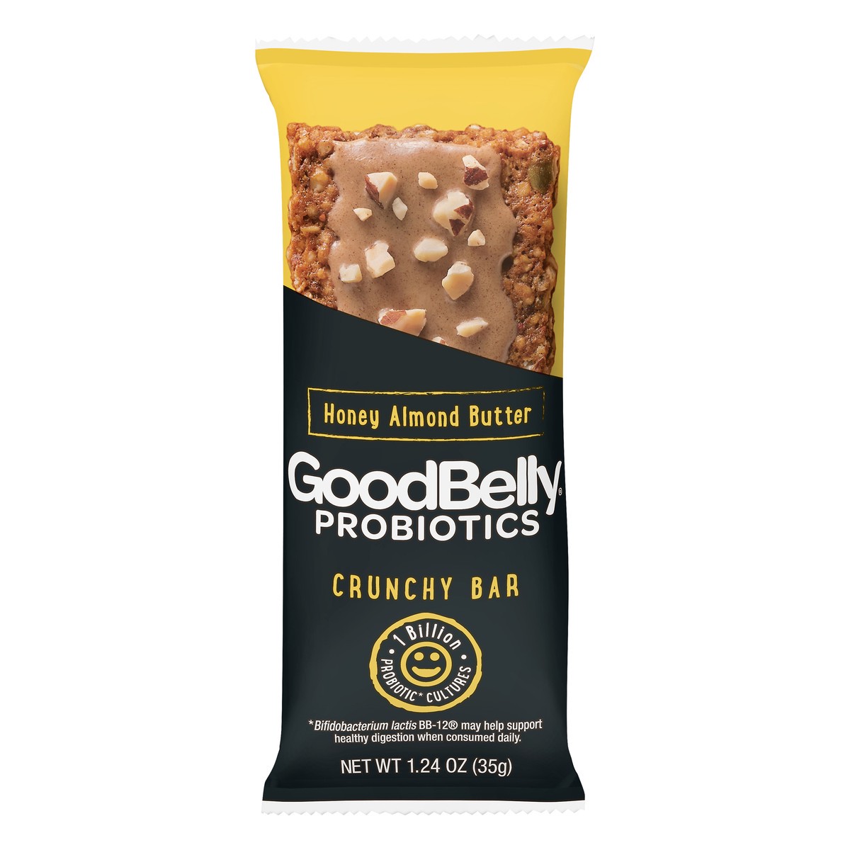 slide 6 of 13, GoodBelly Probiotics Honey Almond Butter Crunchy Bar 1.24 oz, 1.24 oz