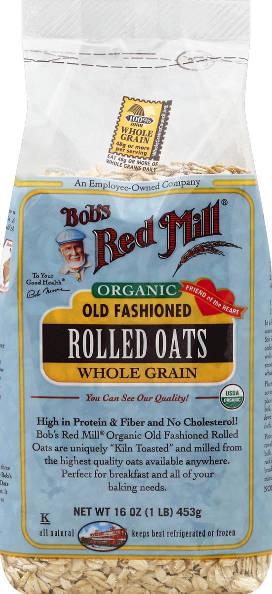 slide 5 of 5, Bob's Red Mill Old Fashioned Organic Rolled Oats, 16 oz