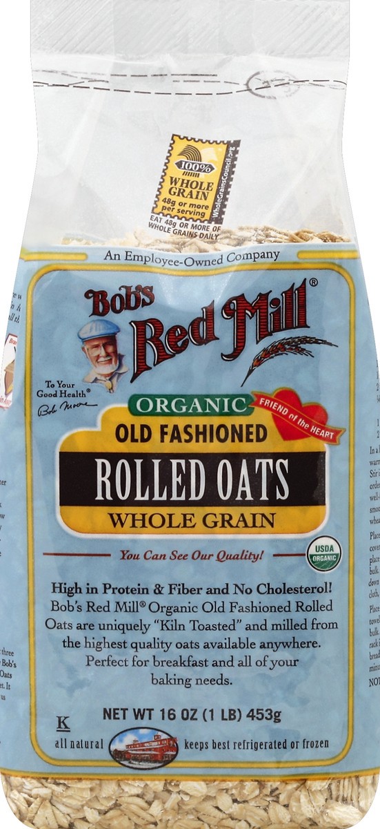 slide 1 of 5, Bob's Red Mill Old Fashioned Organic Rolled Oats, 16 oz