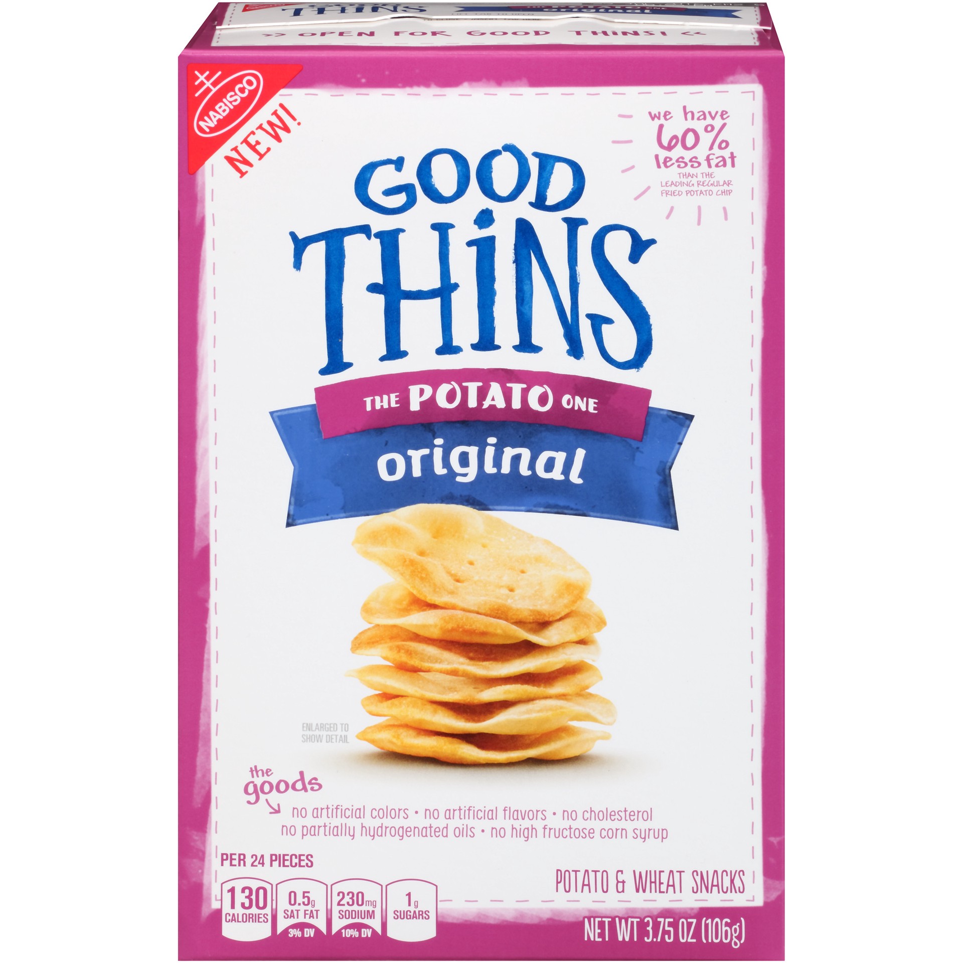 slide 1 of 5, GOOD THiNS: The Potato One Original Crackers, 1 box(3.75 oz), 0.34 lb