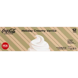Coca-Cola Zero Sugar Holiday Creamy Vanilla Soda Soft Drink Fridge Pack Cans, 12 fl oz, 12 Pack