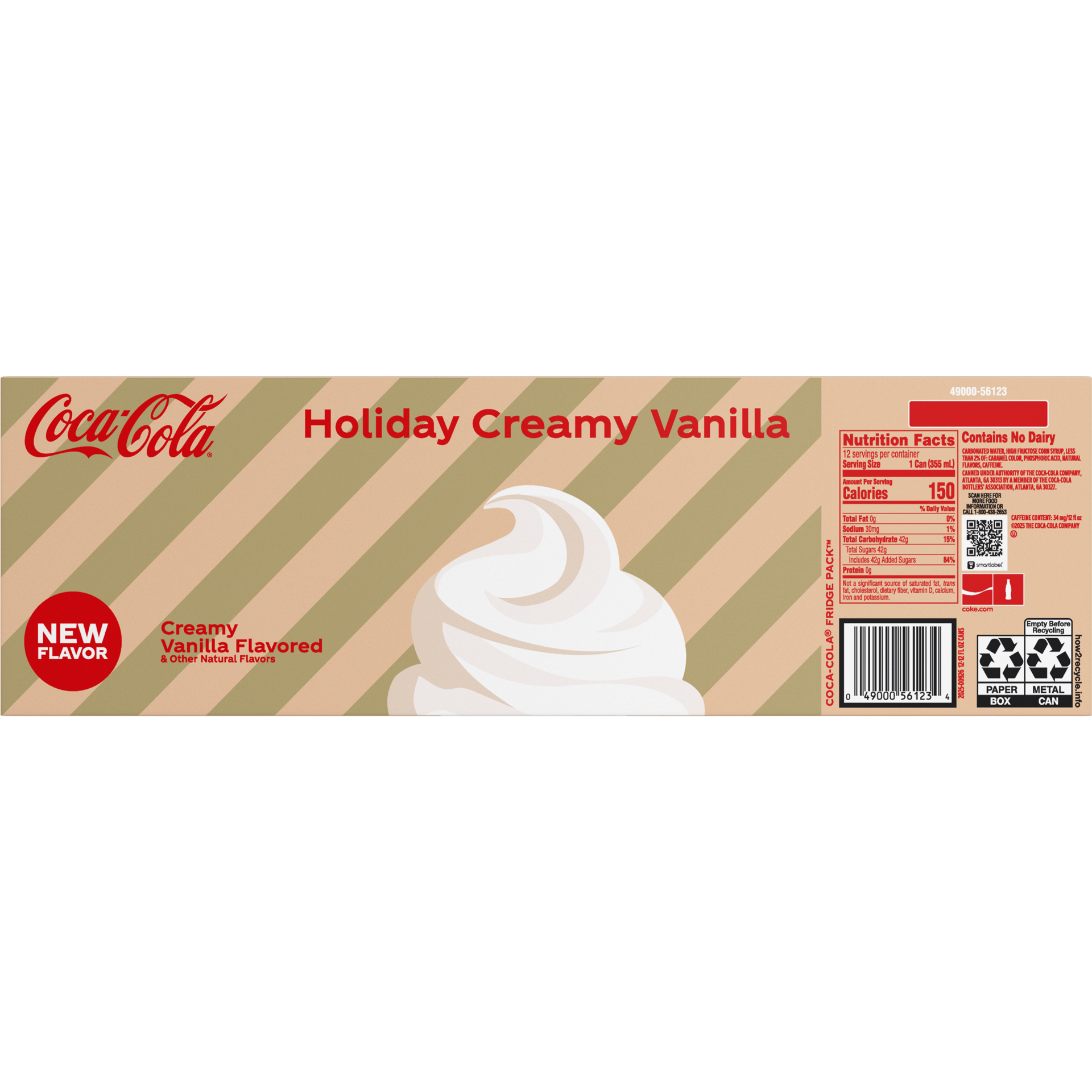 slide 5 of 5, Coca-Cola Holiday Creamy Vanilla Fridge Pack Cans, 12 fl oz, 12 Pack, 12 ct; 12 oz