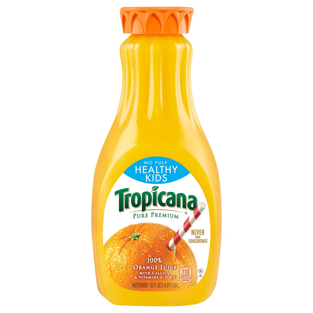 slide 1 of 7, Tropicana Pure Premium No Pulp Healthy Kids 100% Orange Juice With Calcium & Vitamins A, D & E - 52 fl oz, 52 fl oz