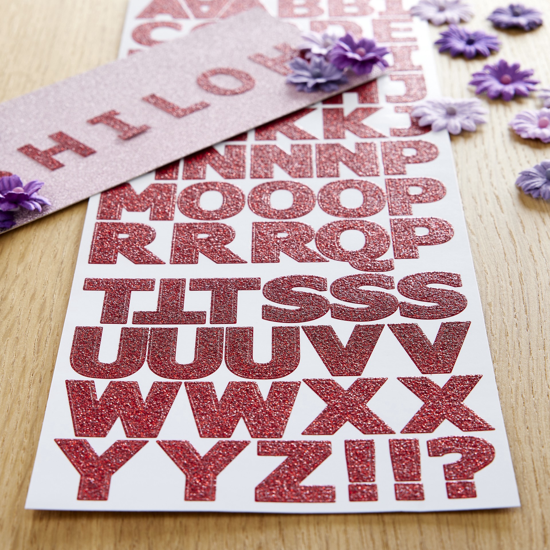 slide 3 of 3, Red Glitter Alphabet Stickers By Recollections, 7/8 in