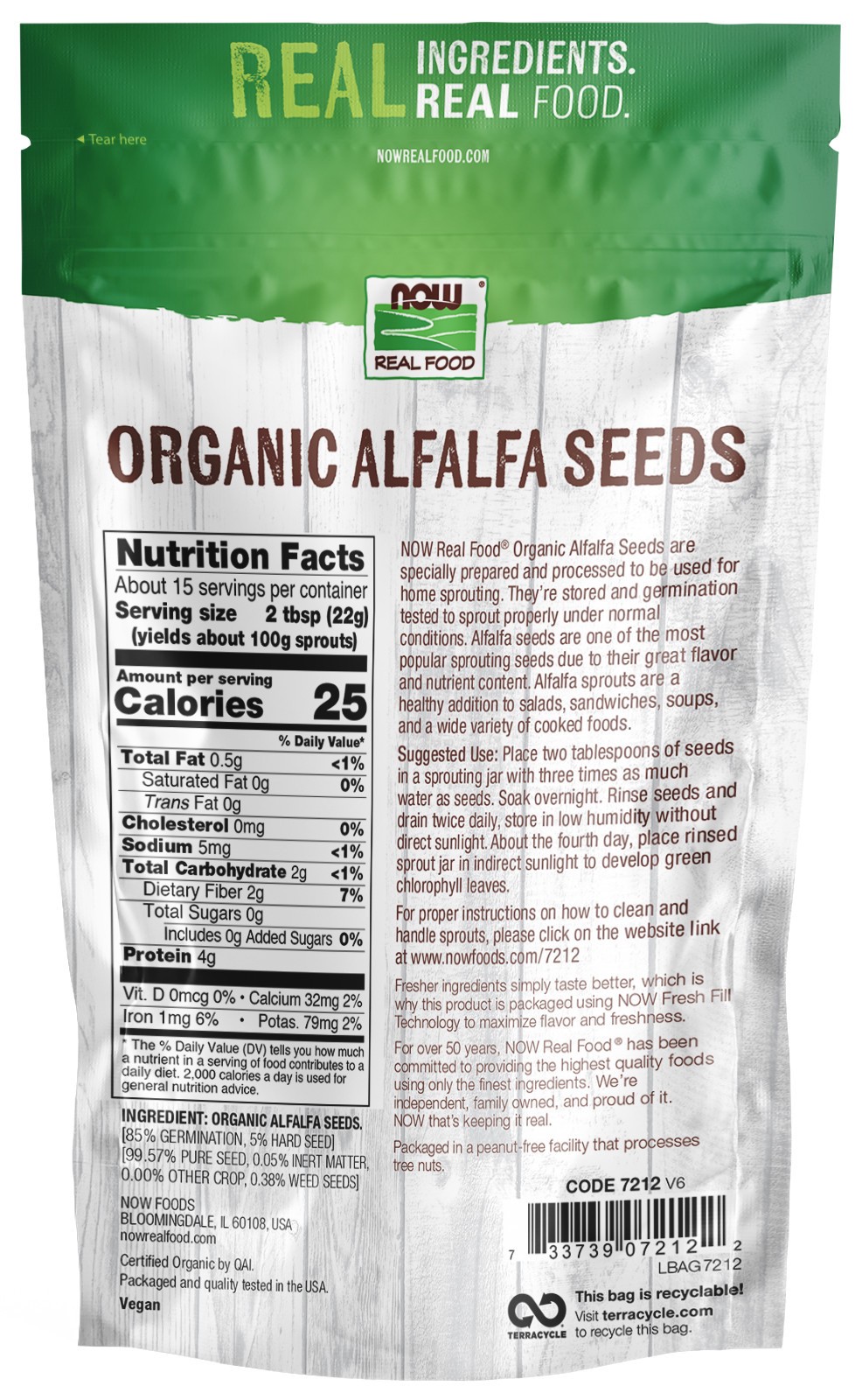 slide 2 of 3, NOW Natural Foods Alfalfa Seeds, Organic - 12 oz., 12 oz