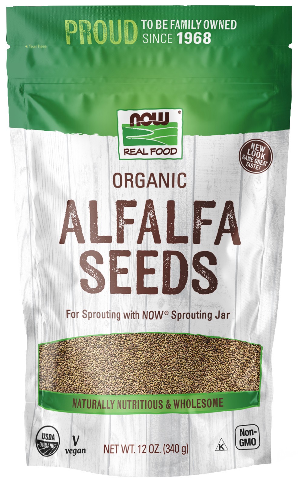 slide 1 of 3, NOW Natural Foods Alfalfa Seeds, Organic - 12 oz., 12 oz