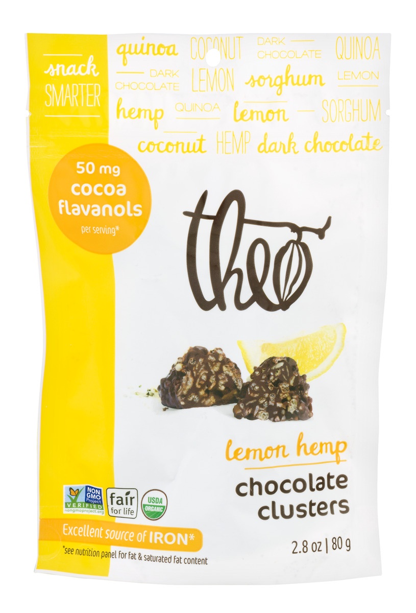 slide 1 of 1, Theo Chocolate Theo Lemon Hemp Chocolate Clusters, 2.8 oz