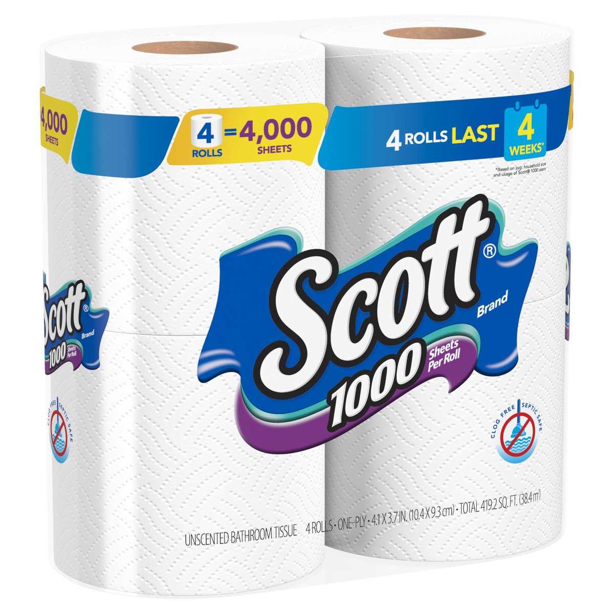 slide 2 of 8, Scott 1000 Bathroom Tissue, 4 ct