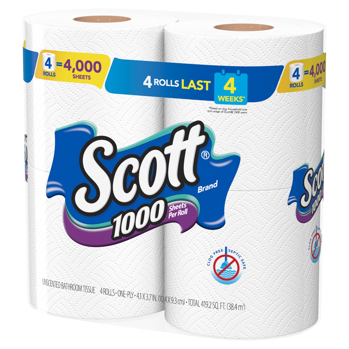 slide 3 of 8, Scott 1000 Bathroom Tissue, 4 ct
