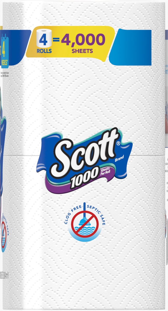 slide 5 of 8, Scott 1000 Bathroom Tissue, 4 ct