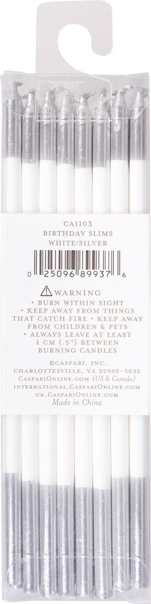 slide 4 of 12, Caspari Slim White/Silver Birthday Candles 16 ea, 16 ct
