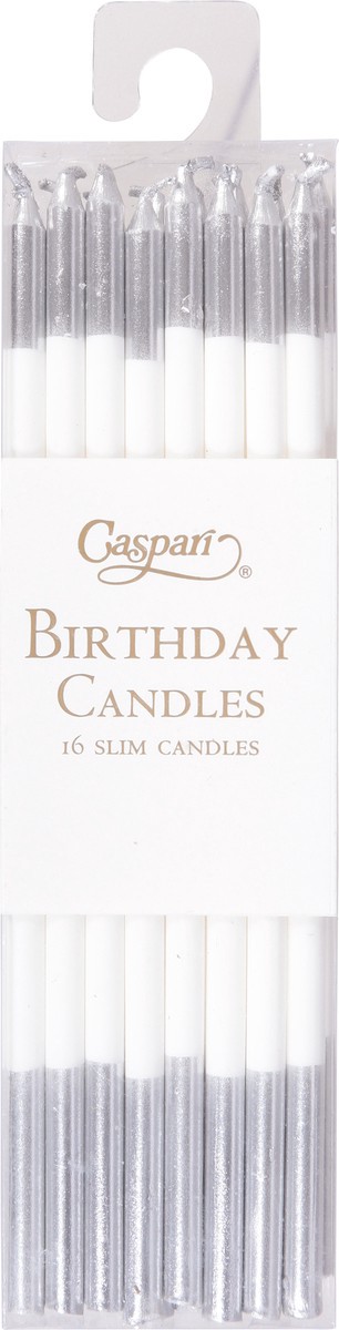 slide 10 of 12, Caspari Slim White/Silver Birthday Candles 16 ea, 16 ct