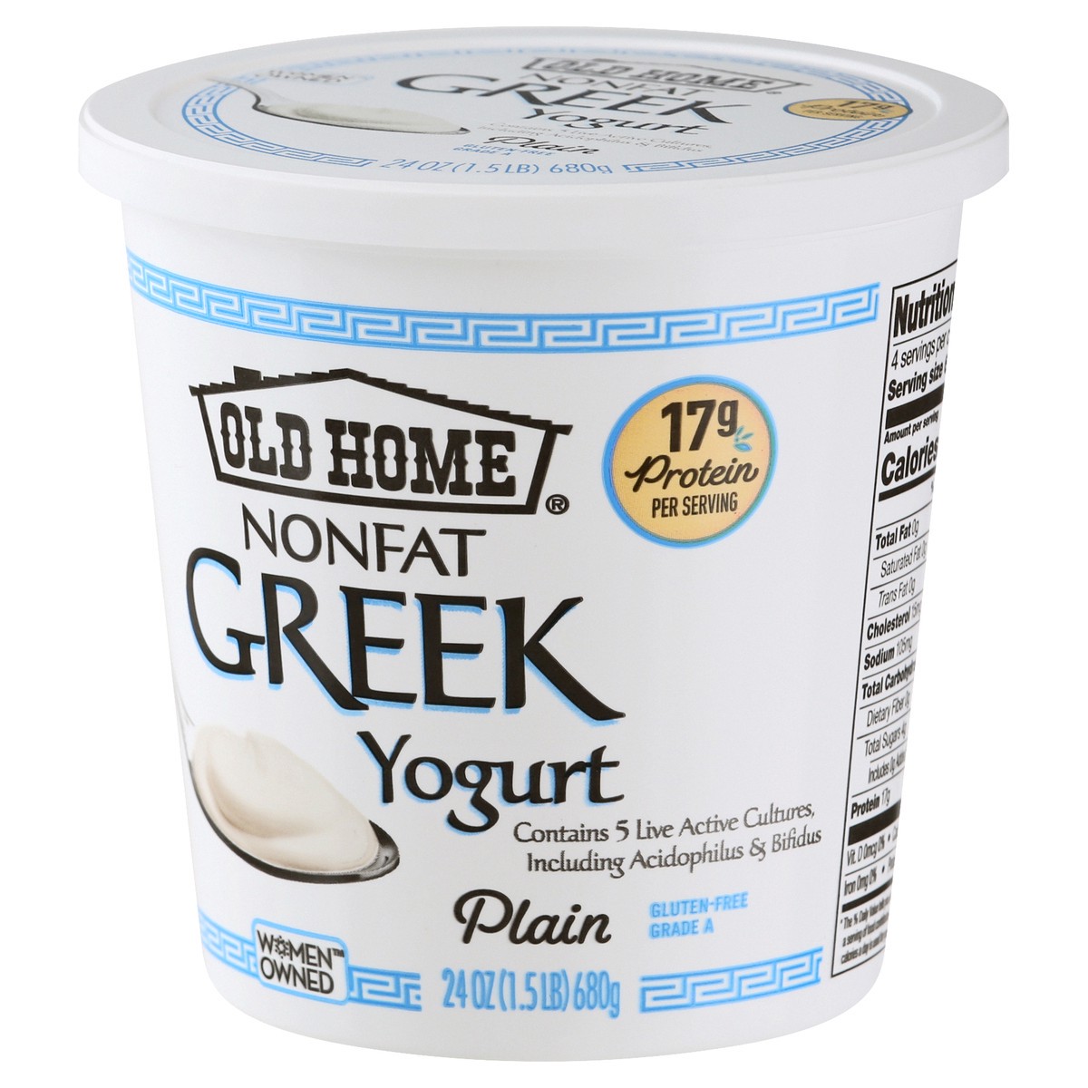 slide 5 of 13, Old Home Non Fat Plain Greek Yogurt, 24 oz