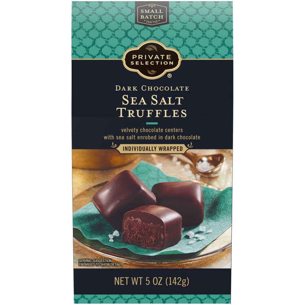 slide 3 of 3, Private Selection Dark Chocolate Sea Salt Truffles, 5 oz