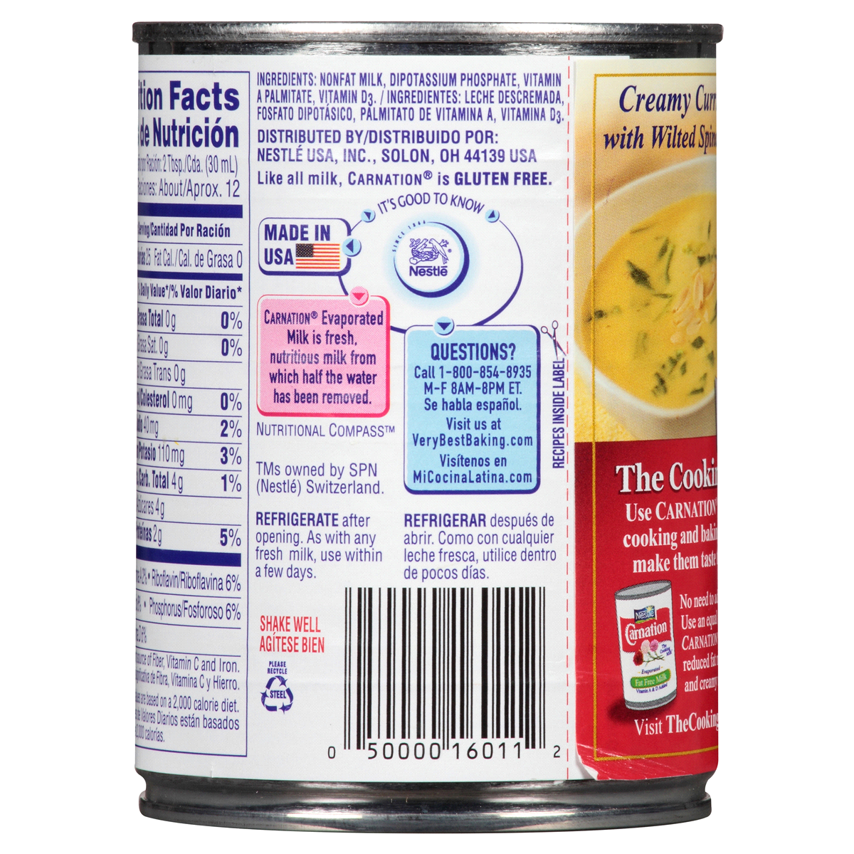 slide 2 of 2, Nestle Carnation Fat Free Evaporated Milk, Vitamins A and D Added, 12 oz