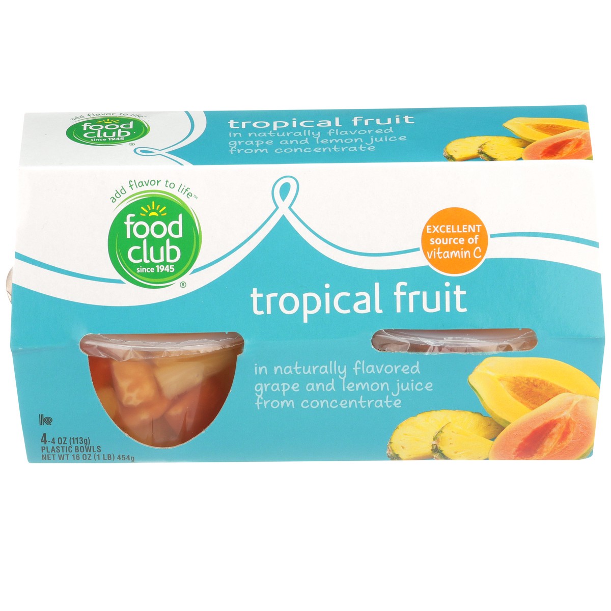 slide 1 of 9, Food Club Tropical Fruit In Naturally Flavored Grape And Lemon Juice From Concentrate - 4 ct; 4 oz, 4 ct; 4 oz