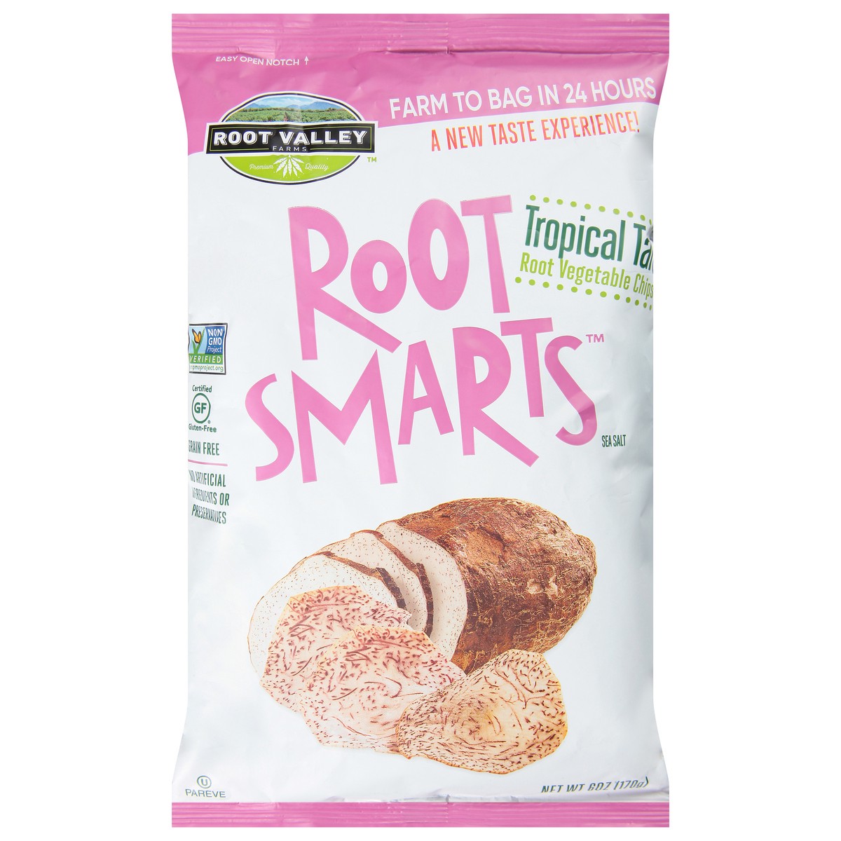 slide 2 of 13, Root Smarts Tropical Taro Sea Salt Root Vegetable Chips 6 oz, 6 oz