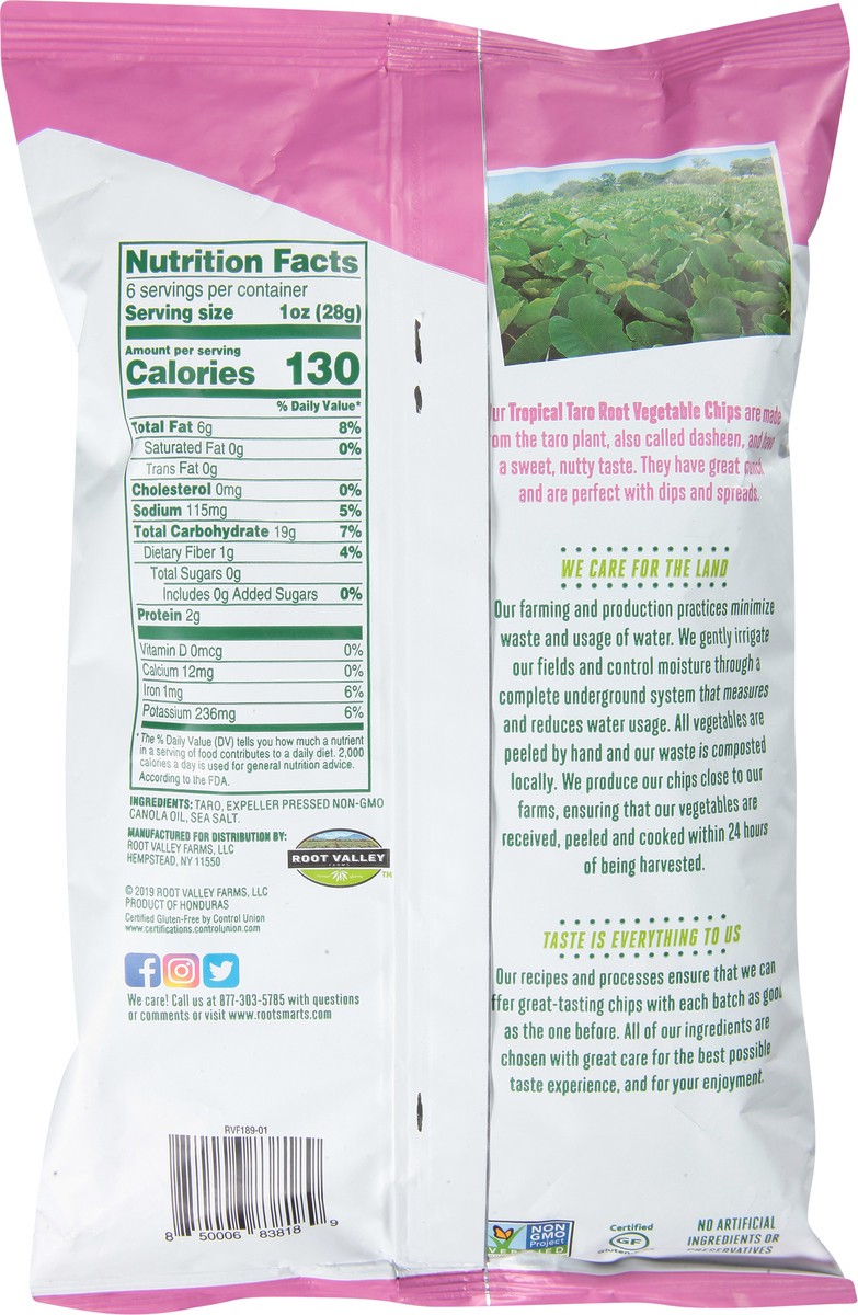 slide 10 of 13, Root Smarts Tropical Taro Sea Salt Root Vegetable Chips 6 oz, 6 oz