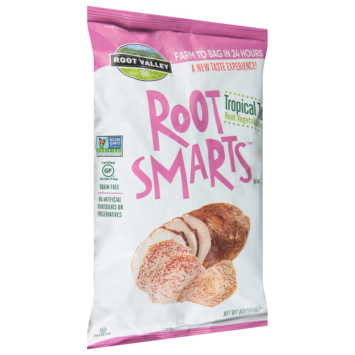 slide 6 of 13, Root Smarts Tropical Taro Sea Salt Root Vegetable Chips 6 oz, 6 oz